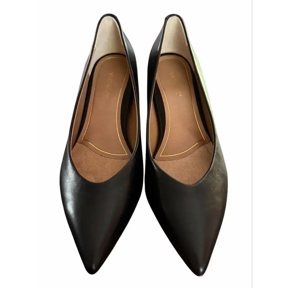 VIONIC Josie Pointed Tor Kitten Heels Black Leather Size 7.5 Office Career NEW